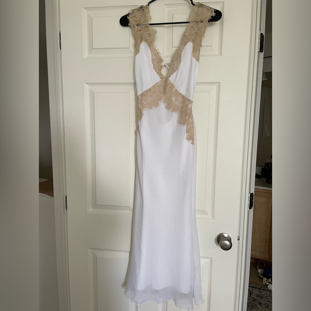 ASOS WHITE LACE BIAS CUT MIDI DRESS